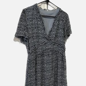 Leopard Frill Trim Sleeve Dress
